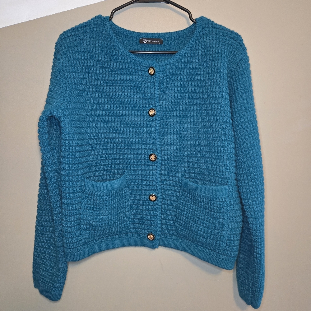 Pretty Garden Women's Knit Cardigan Sweater Button Down Size Small Pockets